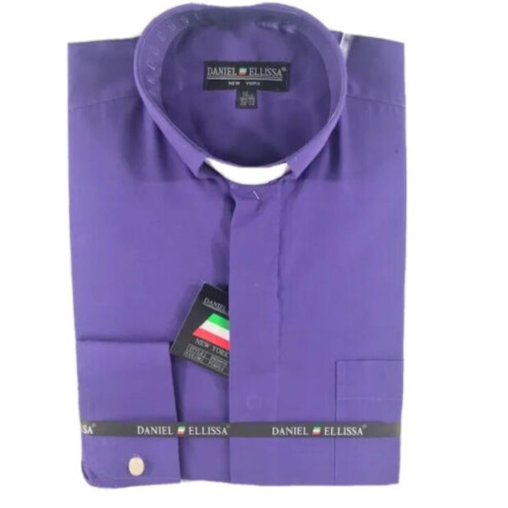 Daniel Ellissa Men's Clergy Shirt Purple with White Tab Sizes 14.5 - 22.5